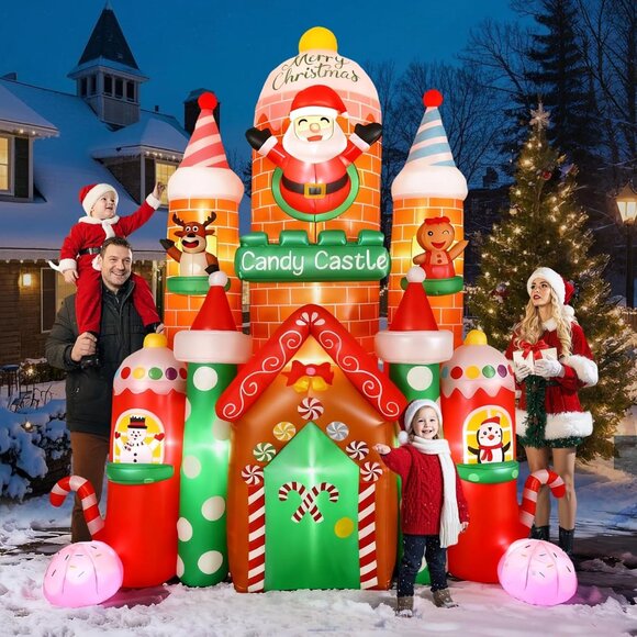⚡11FT Christmas Inflatable Giant Candy Castle LED Lights Outdoor Decoration - Picture 7 of 7